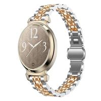 By Qubix - Metalen schakelbandje - Zilver met rosé goud - Compatible met Garmin Lily 2 - Compatible Garmin bandje