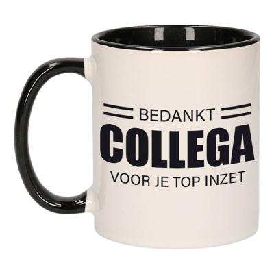 1x stuks personeel / werknemer cadeau mok zwart / bedankt collega voor je top inzet - feest mokken