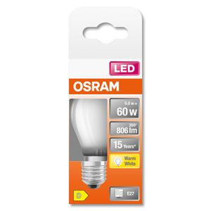 OSRAM 4058075434905 LED-lamp Energielabel D (A - G) E27 Peer 5.5 W = 60 W Warmwit (Ø x l) 45 mm x 77 mm 1 stuk(s)