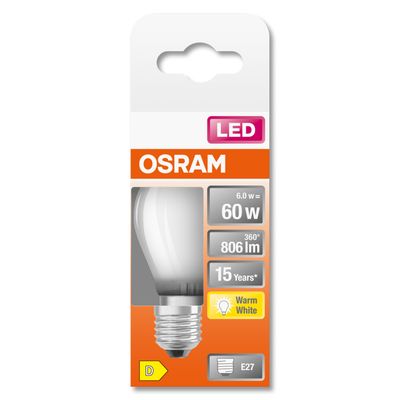 OSRAM 4058075434905 LED-lamp Energielabel D (A - G) E27 Peer 5.5 W = 60 W Warmwit (Ø x l) 45 mm x 77 mm 1 stuk(s)