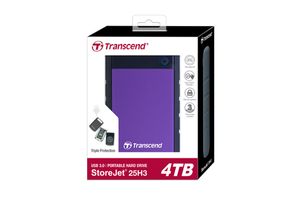 Transcend StoreJet® 25H3 4 TB Externe harde schijf (2,5 inch) USB 3.2 Gen 1 (USB 3.0) Paars TS4TSJ25H3P