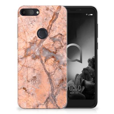 Alcatel 1S (2019) TPU Siliconen Hoesje Marmer Oranje Alcatel 1S (2019) TPU Siliconen Hoesje Marmer Oranje