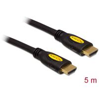 Delock 82455 HDMI-kabel HDMI Aansluitkabel HDMI-A-stekker, HDMI-A-stekker 5.00 m Zwart 4K UHD, Vergulde steekcontacten