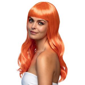 Boland Verkleedpruik dames - oranje - Cabaret/hollywood/diva - Carnaval - lang chique haar   -