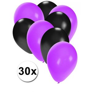 30x ballonnen paars en zwart