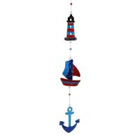 Raamhanger Zeilboot Vuurtoren (Blauw/Rood)