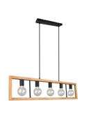 Trio Hanglamp Agra 4-lichts hout met zwart 313800532 - thumbnail