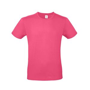 Fuchsia roze basic t-shirt met ronde hals voor heren van katoen