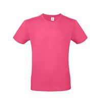 Fuchsia roze basic t-shirt met ronde hals voor heren van katoen - thumbnail