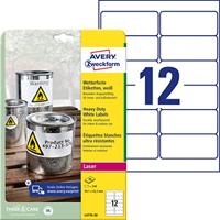 AVERY Zweckform L4776-20 weerbestendige folie-etiketten (99,1 x 42,3 mm op DIN A4, extreem sterk zelfklevend, waterbestendig, bedrukbare outdoor zelfklevende folie) 240 stickers op 20 vellen wit