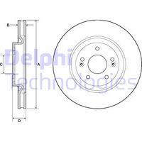 Remschijf DELPHI, Remschijftype: Geventileerd, u.a. für Hyundai, KIA - thumbnail