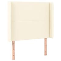 vidaXL Hoofdbord met randen 93x16x118/128 cm kunstleer crèmekleurig, hoofdeinde, houten hoofdeinde, bedonderdeel, houten hoofdbord, slaapkamermeubel