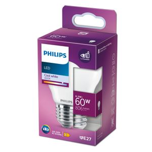 Philips Lighting 76289600 LED-lamp Energielabel E (A - G) E27 6.5 W = 60 W Koudwit (Ø x l) 4.5 cm x 7.8 cm 1 stuk(s)