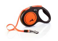 Flexi Neon 5 m Zwart, Oranje Hond Intrekbare riem