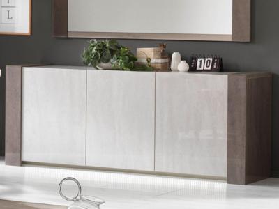 Dressoir EVOLY 3 deuren beton hoogglans grijs/marmer