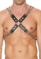 Chain And Chain Harness - Premium Leather - Black