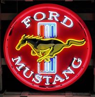 Ford Mustang Logo Neon Verlichting XL 100 x 100 cm - thumbnail