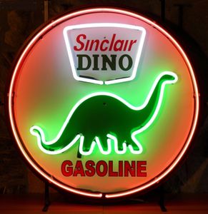 Sinclair Dino Gasoline Neon Met Achterplaat 60 cm