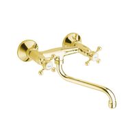 Inbouw Wastafelmengkraan Sapho Antea 2-knop Gebogen Uitloop 19 cm Goud Sapho