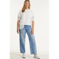 Yesta semi-transparant vest Laudine met textuur wit