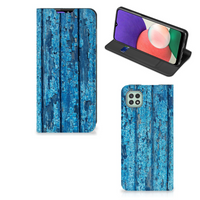 Samsung Galaxy A22 5G Book Wallet Case Wood Blue