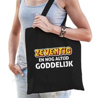 Zeventig en goddelijk - 70 jaar verjaardag kado tas zwart voor dames   -