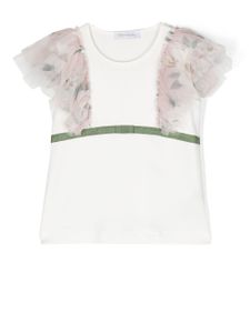 Monnalisa t-shirt à fleurs - Blanc