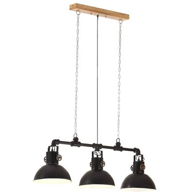 Vidaxl Hanglamp Industrieel E27 Ijzer En Massief Mangohout Zwart