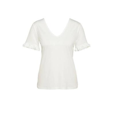 VILA top VIBINEA met ruches wit