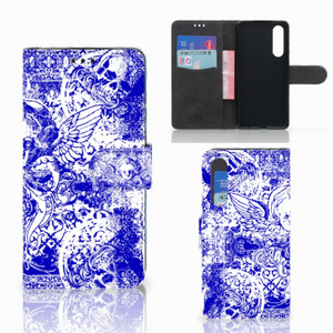 Telefoonhoesje met Naam Huawei P30 Angel Skull Blauw