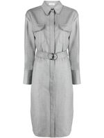 Brunello Cucinelli robe-chemise à taille ceinturée - Gris