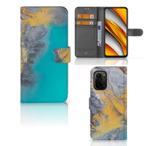 Poco F3 | Xiaomi Mi 11i Bookcase Marble Blue Gold