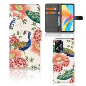 Telefoonhoesje met Pasjes voor OPPO A58 4G Pink Peacock