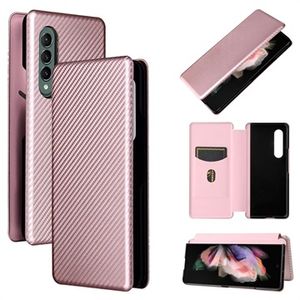 Samsung Galaxy Z Fold3 5G Flip Case - Koolstofvezel - Roségoud