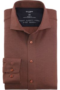 OLYMP Luxor 24/Seven Modern Fit Jersey shirt rood-oranje, Herringbone