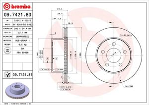 Remschijf BREMBO, Remschijftype: Binnen geventileerd, u.a. für Jeep