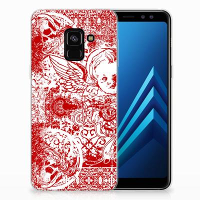 Silicone Back Case Samsung Galaxy A8 (2018) Angel Skull Rood