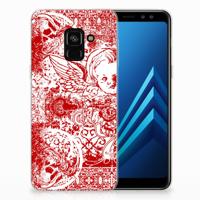 Silicone Back Case Samsung Galaxy A8 (2018) Angel Skull Rood