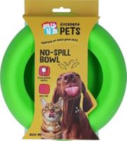 Excellent Pets Voedsel- en drinkbak voor honden en katten, 800 ml, voederbak met anti-slip bodem, M, spatbeschermingsrand, siliconen drinkbak, groen
