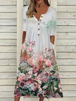 Floral Casual Regular Fit Short Sleeve Woven Dress