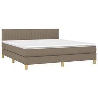 vidaXL Boxspring met matras en LED stof taupe 160x200 cm