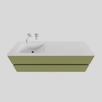 Badkamermeubel Solid Surface BWS Oslo 150x46 cm Links Mat Groen (zonder kraangaten)