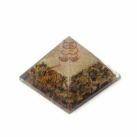 Orgonite Piramide Tijgeroog met Bergkristal Punt (70 mm)