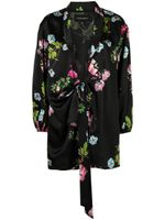 Cynthia Rowley robe cache-cœur en soie à fleurs - Noir