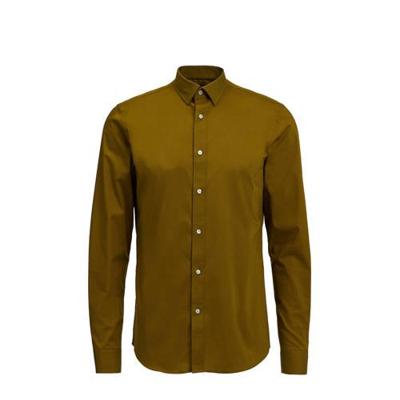 WE Fashion Fundamentals slim fit overhemd olijfgroen