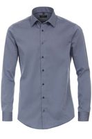 Redmond Slim Fit Overhemd donkerblauw, Effen - thumbnail