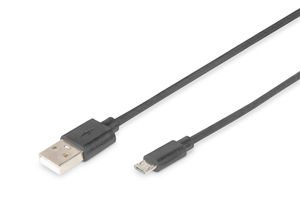 Digitus 1m, USB2.0-A/USB2.0 micro-B USB-kabel USB A Micro-USB B Zwart