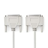 NEDIS Seriële kabel | D-Sub 25-pins stekker | D-Sub 25-pins stekker | Vernikkeld | rond | PVC | ivoor | plastic zak 2,00 m 2,00 m, 2,0 m