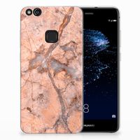 Huawei P10 Lite TPU Siliconen Hoesje Marmer Oranje