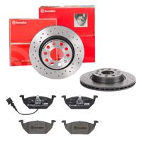 Remmenset, remschijf BREMBO, Remschijftype: Geperforeerd / Geventileerd, Inbouwplaats: Vooras, u.a. für Seat, VW, Skoda, Audi